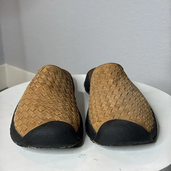 KEEN MENS SAN JUAN TAN WOVEN LEATHER SLIP ON SANDAL SHOES - Picture 3 of 12
